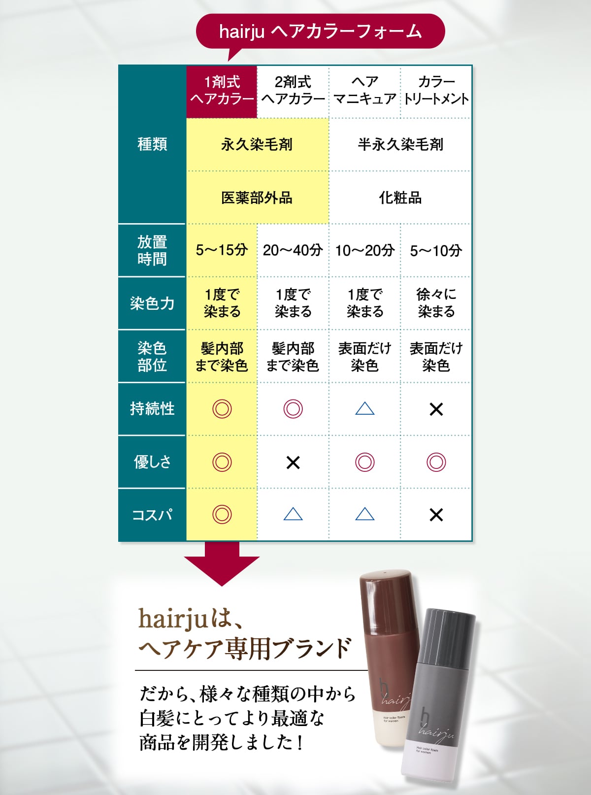 白髪染めの種類比較表
